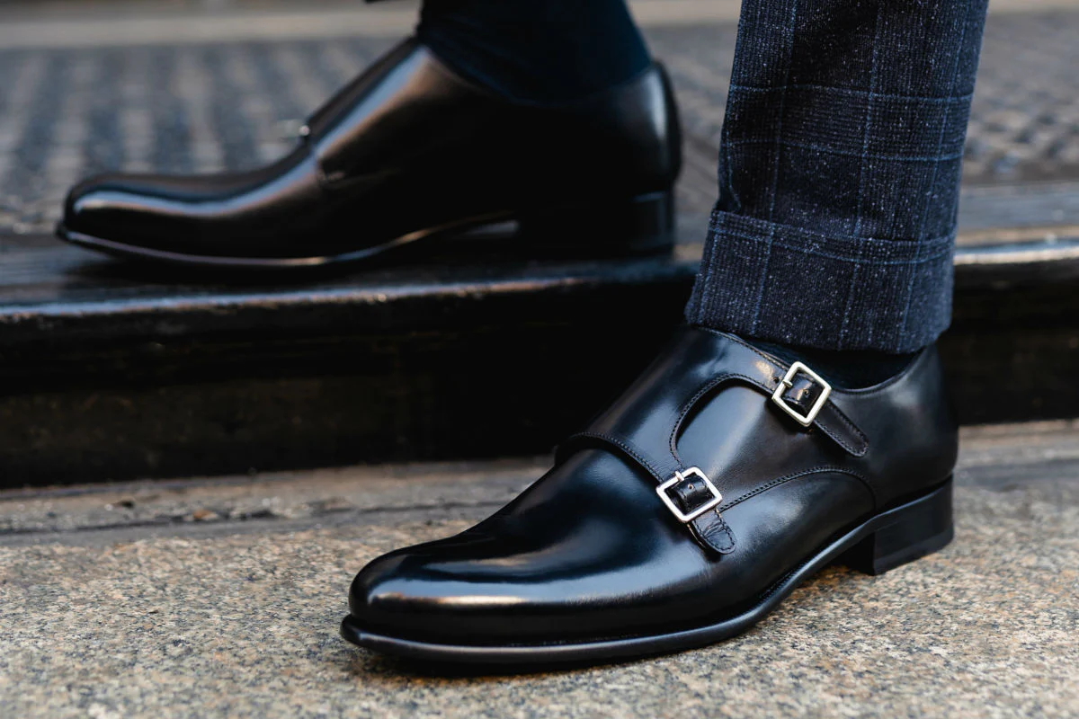 The Poitier Double Monk Strap in Nero Shoe: